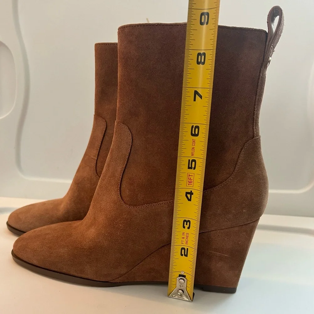 Authentic Coach Brown Suede Wedge Booties Size 8 NEW